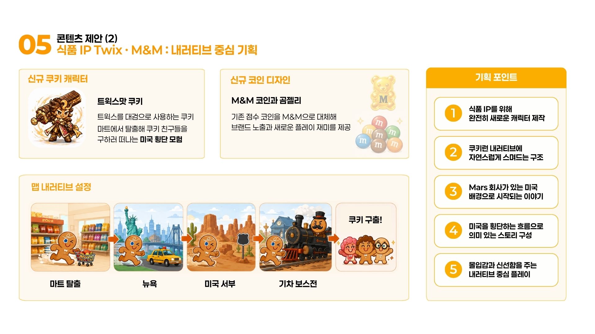 Twix와 M&M's 콘텐츠 제안 자료